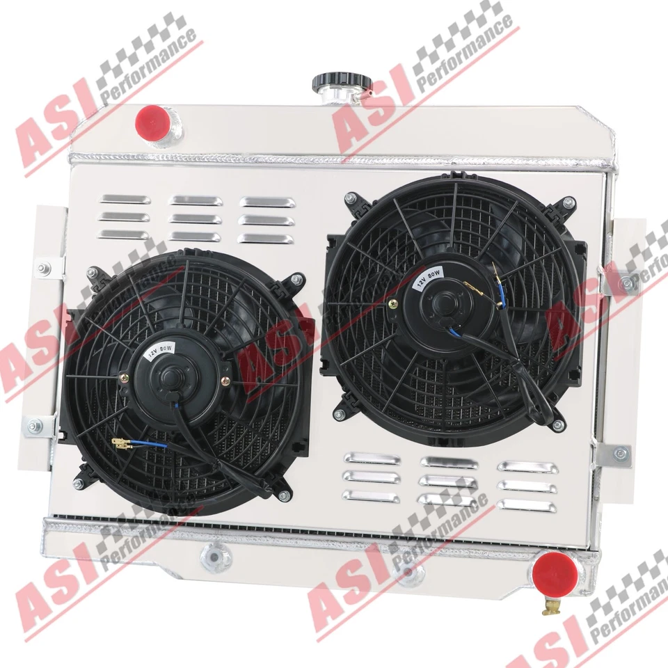 3-Row Radiator+Shroud Fan fit 72-86 Jeep CJ/CJ5/CJ7 Chevy Small Block Swap Foto 2 de 4