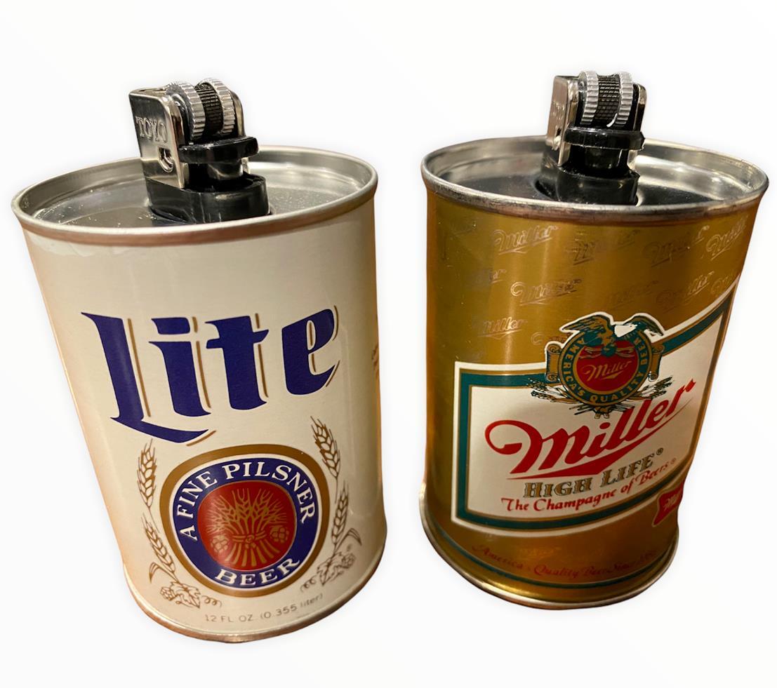 2 Vintage Miller Lite & High Life Beer Tabletop Miniature Metal