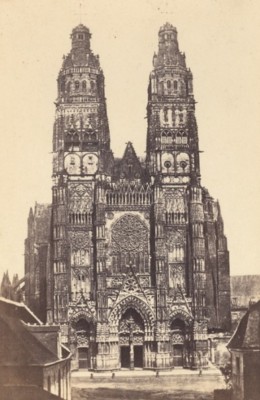 Touren Kathedrale Saint Gatien Frankreich altes CDV Foto 1870
