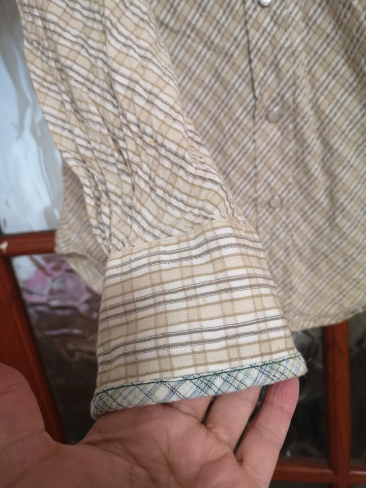 Dolce And Gabbana olive green, beige Shirt. Borderline personality. Exc. Cndn - Image 2 of 4