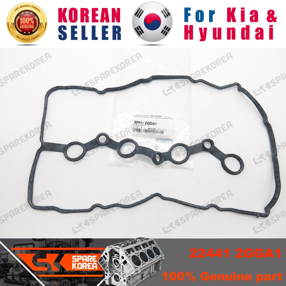 agm@ OEM 224412G100 Valve Cover Gasket Set for Hyundai 2008~14 2.0L/2.4
