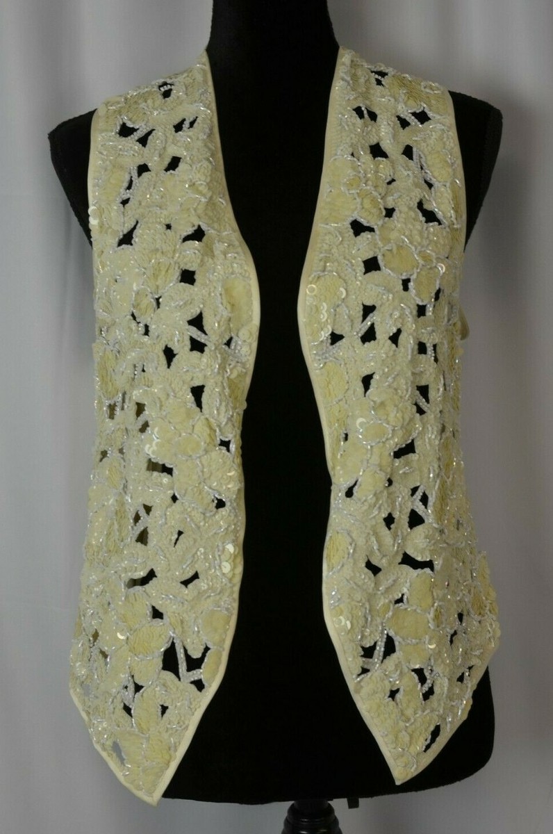 SS2003 Vivienne Tam VEST ベスト Vivienne Tam Women's Open Front Vest Size 1 Sequin Beading