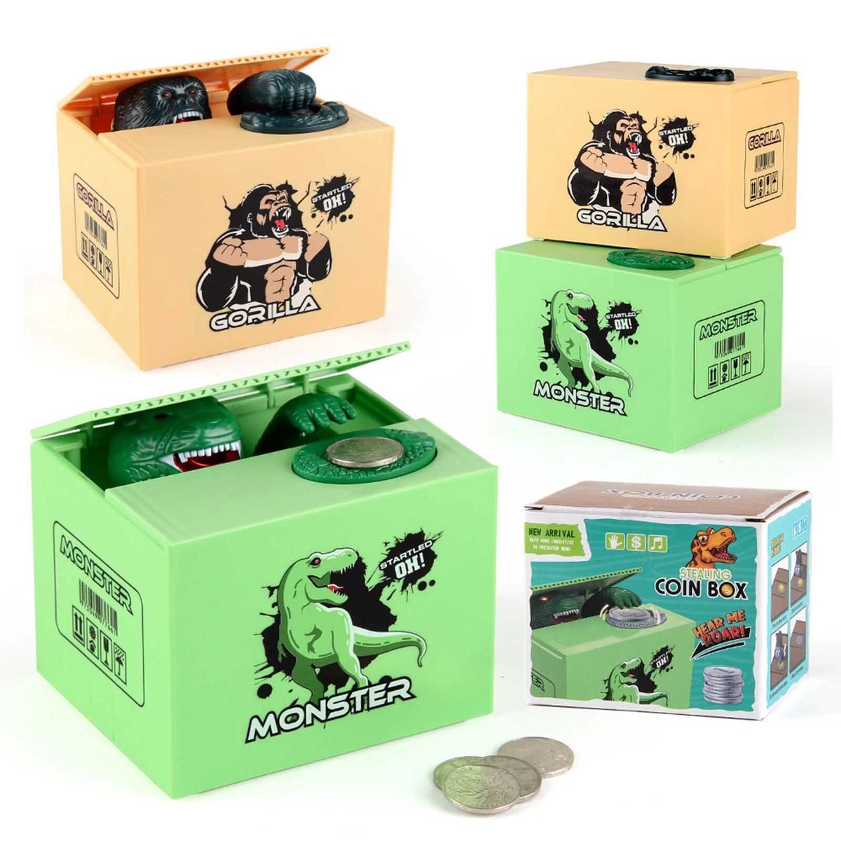 Automatic Stealing Piggy Bank Dinosaur Coin Bank Savings Funny Toy Kid Gift