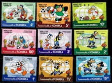 Dominica 1982 - Disney - World Cup Donald, Goofy, Daisy - Set of 9 Stamps - MNH