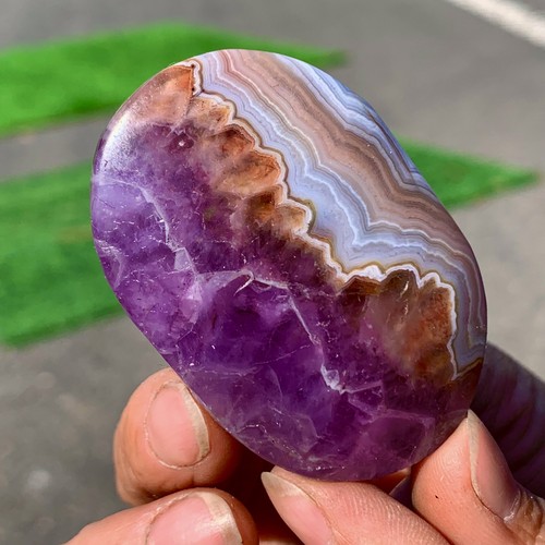 56G Natural Amethyst Agate Quartz Crystal oval-shaped Mineral Reiki Healing - Bild 8 von 24