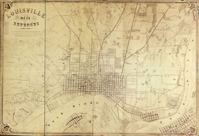 16'' x 24'' 1865 Map Of Louisville & Its Defences Kentucky