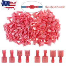 100pcs Red Spade Terminals Female Male 22-16AWG Heat Shrink Wire Crimp Connector