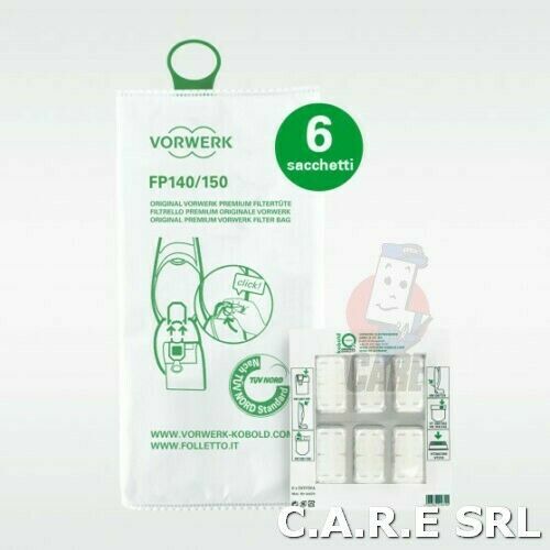 Vorwerk Folletto FP 150 6 Sacchetti per Aspirapolvere VK 140/VK 150 -  Bianco (05092) | Acquisti Online su eBay