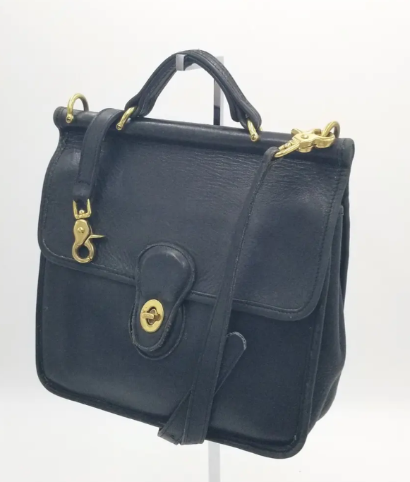Coach Vintage Black 9927 Willis Leather Crossbody w/Turnlock Ref