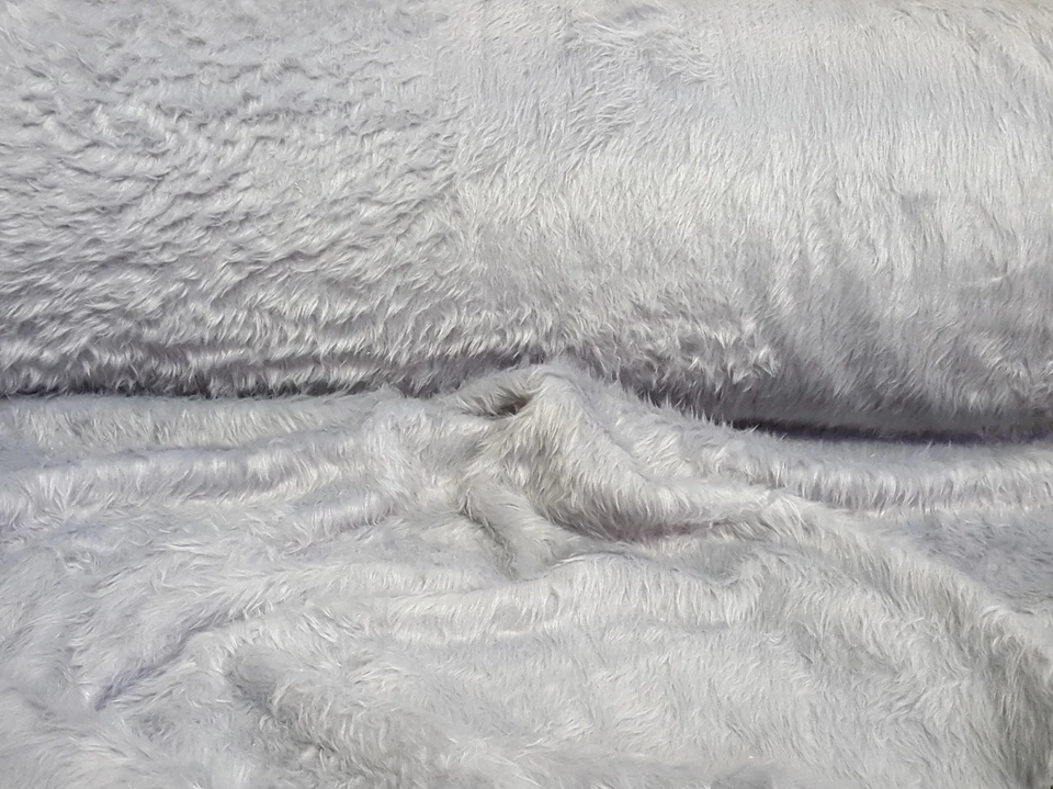 Webpelz Langhaar kuscheliges Kunstfell Stoff Fell Hellgrau Deko Bekleidung Decke - Bild 3 von 4