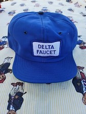 Vintage Delta Faucet Mens Trucker Hat Cap Blue Snapback USA Made 80s