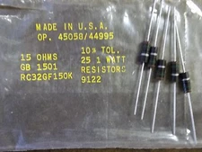 NEW Allen Bradley Fixed Resistors 45058/44995 15OHMS 1 Watt, Lot of 5 *FREE SHIP