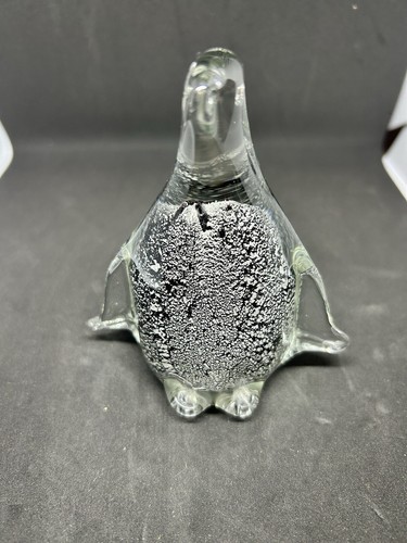 Hand Formed MANTORP SWEDEN Sommerso Art Glass PENGUIN Figurine Black and Silver - Picture 3 of 18