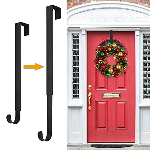 Adjustable Black Wreath Hanger for Front Door 14.9-25 Inches