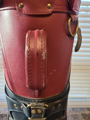 Titleist Golf Cart burgundyBag Vinyl Leather Vintage - Picture 7 of 12
