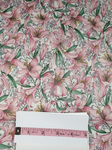 Hoffman International Fabrics Sentiments Ivory Background Pink Lilies 23" x 42" - Picture 3 of 3