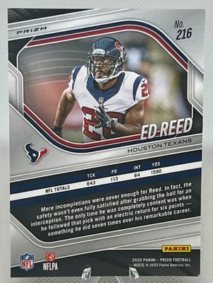 ED REED SP 2025 Panini Prizm CHECKER #216 Houston Texans HOF | eBay