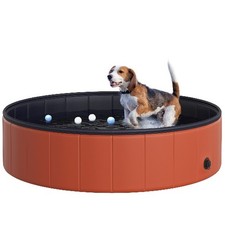 PawHut Foldable Hard Plastic Portable Leakproof Dog Paddling Dog Pool