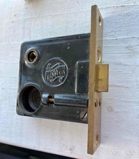 Antique RUSSWIN P1234 Cylinder Mortise Lock Brass Face Plate R91 Lock Button