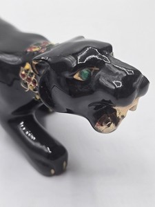 Vintage Mid Century Ceramic Black Panther Figurine 7"