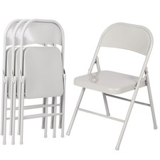 Metal Folding Chairs 4 Pack, Double Hinged Steel Frame Easy Foldable Stackabl...