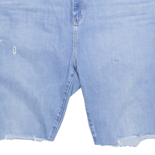 LEVI'S Cut Off Premium E Stretch High Waist Womens Denim Shorts Blue UK 16 W36 - Picture 5 of 6