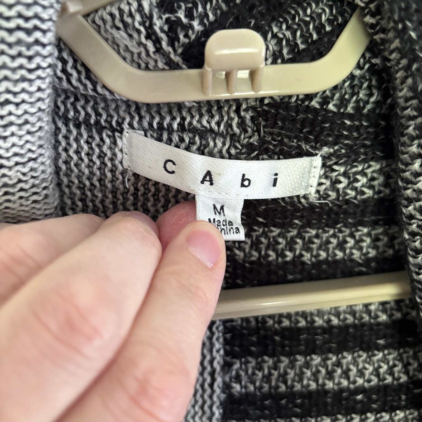 CAbi Wool Blend Patchwork Circle Open Cardigan Sw… - image 5