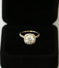 14k Yellow Gold IGI Lab Grown Round Diamond Halo Engagement Ring 1.97ctw