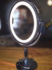 Oval Chrome Vanity Mirror 1x 8x Incandescent Dimmable 17" Tall Zadro Product