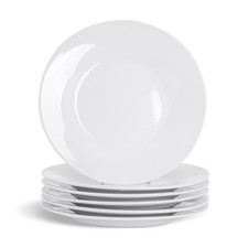 6X White 15.4cm (6 Inch) Wide Rimmed Side Plates Desert Serving Dinner Set Bread