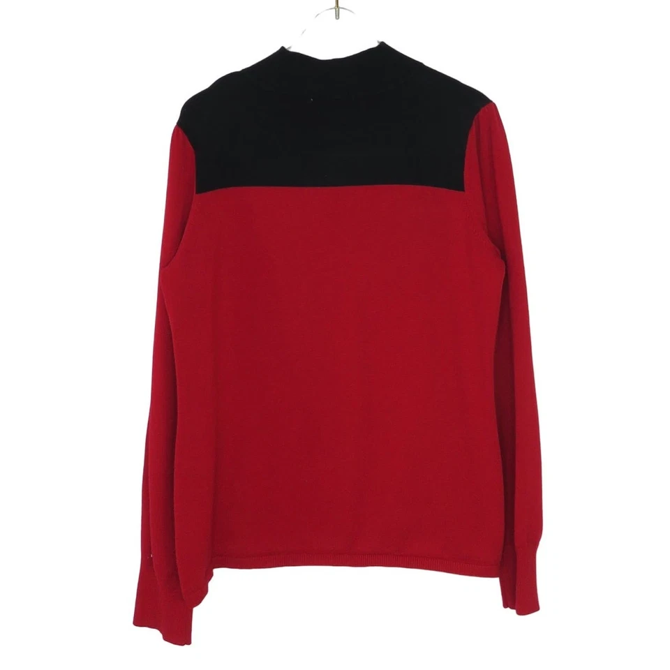 Suéter Debbie Morgan Vintage Rojo Bloque de Color Suéter Medio Tejido Retro Foto 3 de 4