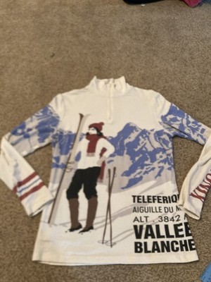 Women s Neve Chamonix Long Sleeve Off White Graphic Half Zip Pullover Large