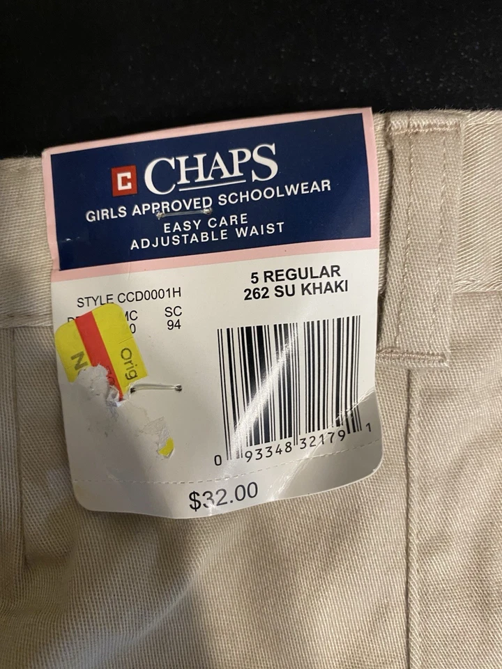 Pantalones de vestir CHAPS para niñas talla 5 regulares caqui Foto 3 de 3