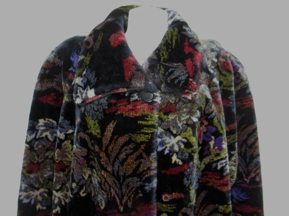 Abrigo Columpio Vintage DONNYBROOK Piel Sintética Patrón Floral Talla 18 Mujer Foto 2 de 4