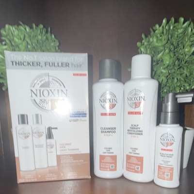 NIOXIN System 3 Set Colored Hair Light Thinning Niacinamide Shampoo Conditio 