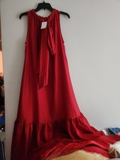 H&M Voluminous maxi dress back Tie Detail bright red/dark red BNWT