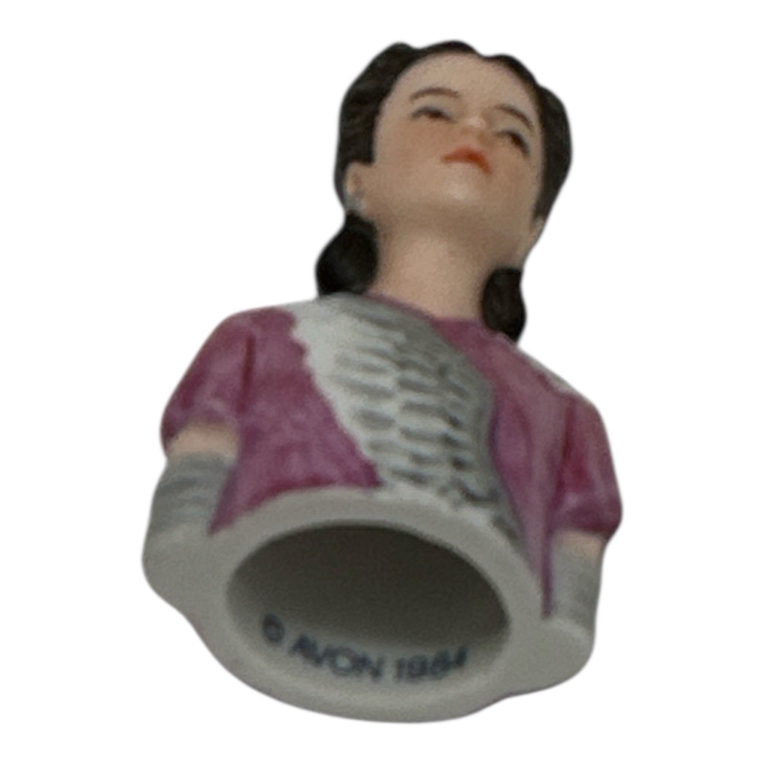 Vintage 1980s AVON Lovely American Ladies Fashion Porcelain Thimbles Set of 8