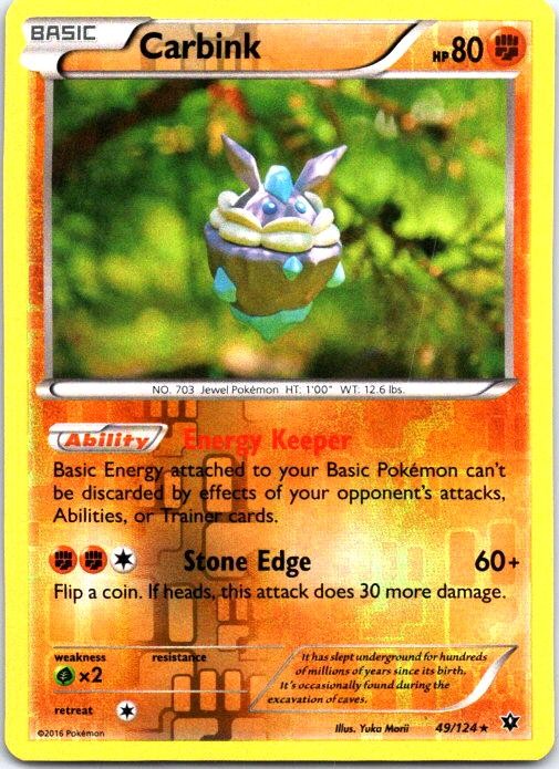 Carbink 49/124 Rare Fates Collide Pokemon Reverse Holo Lightly Played