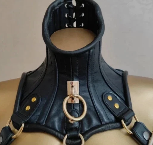 Custom Leather Restraint Dress – Bondage Harness Corset Outfit with Garter Strap - Image 4 of 4