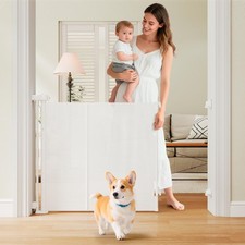 Miumoon 150" Retractable Baby Gate One-Hand Operation Extra Wide Dog R050