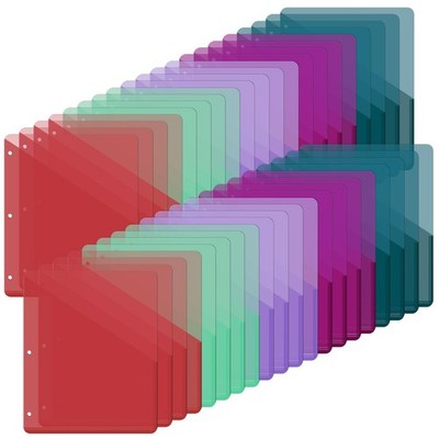 50 Pack Binder Pockets 3 Hole Punch Clear Plastic Document Folders Binder Org...