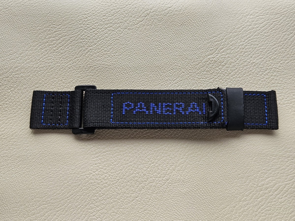 PANERAI 純正ブラックナイロンベルト PANERAI Diver Black & Blue Fabric Canvas Watch Strap OEM Authentic