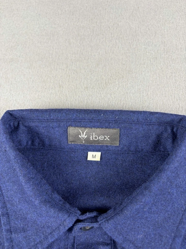 Ibex Shirt Men’s Medium Blue Merino Wool Blend Long Sleeve Button Up Hiking - Image 3 of 4