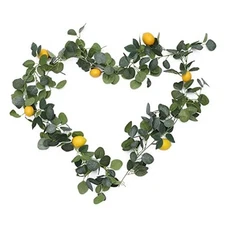  76.8 Inch Artificial Lemon Greenery Garland Faux Spring Summer Eucalyptus 