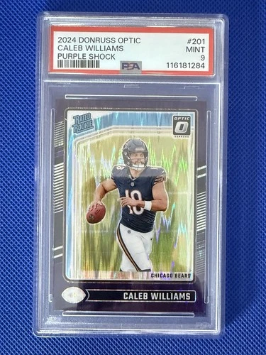 2024 PANINI DONRUSS OPTIC CALEB WILLIAMS PURPLE SHOCK RC #201 PSA 9