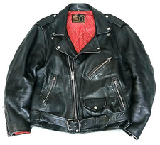 VINTAGE LEATHER MOTORCYCLE JACKET - 42 - OLD SCHOOL BIKER ROCKER PUNK METALHEAD