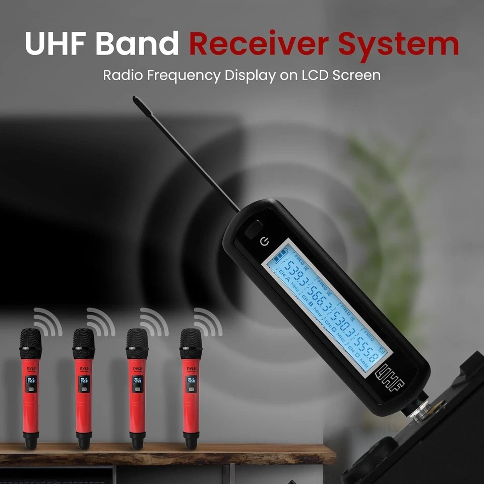 Pyle Addressable UHF 4 Channel Wireless Microphone System - Image 3 of 4