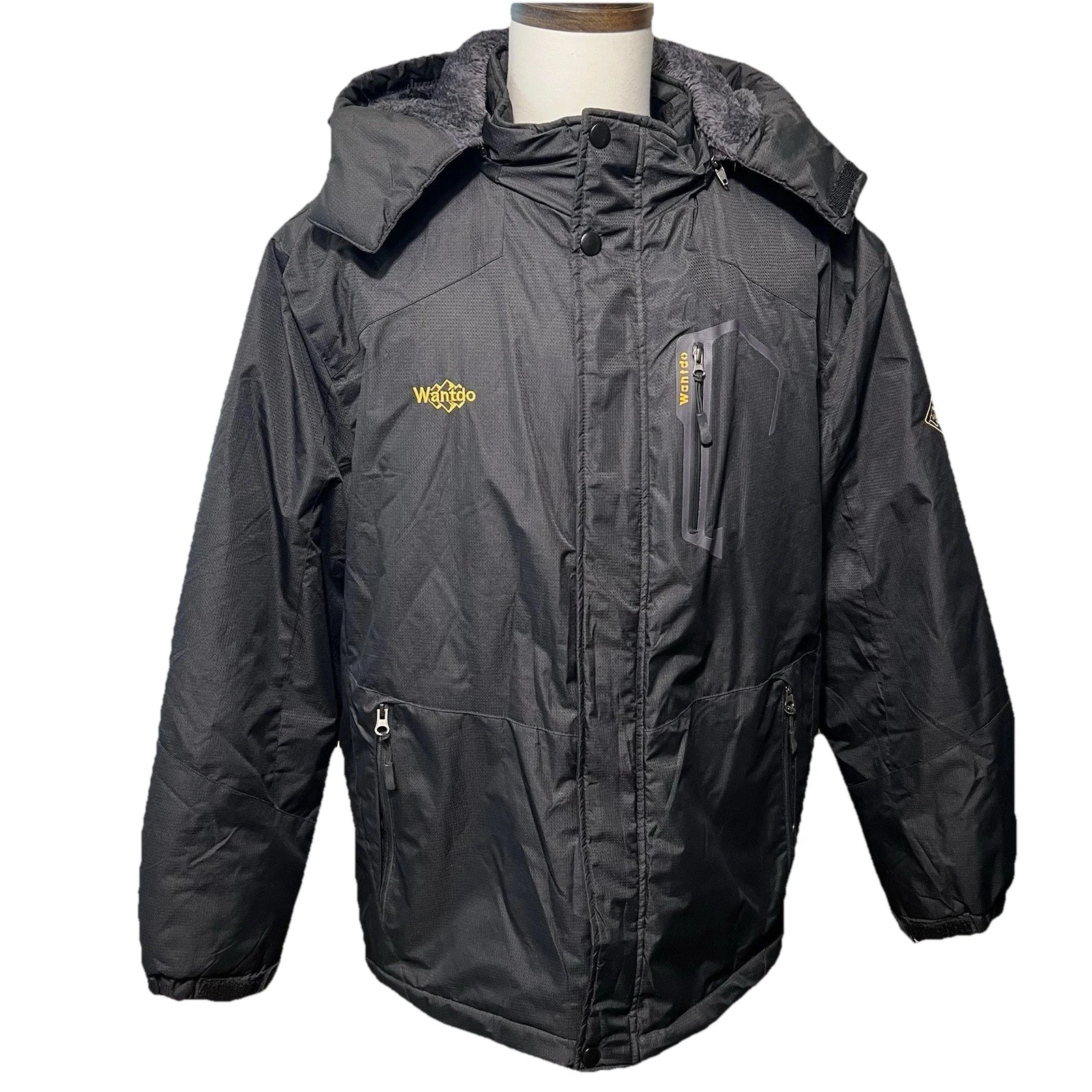 Wantdo Men's Waterproof Winter Jacket Warm Insulated Coat Ski Jacket Hooded XL