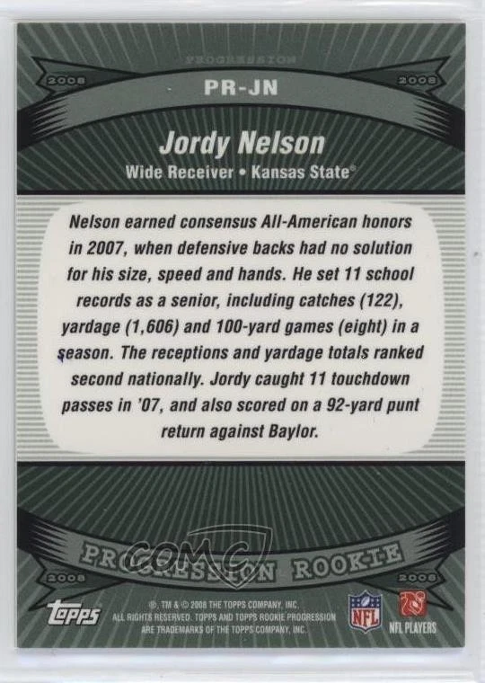 2008 Topps Rookie Progression Rookies Jordy Nelson #PR-JN RC - Image 2 of 2