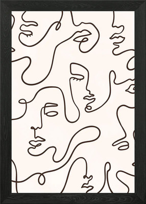 Minimal Face Lineart gerahmtes Wandbild Poster Leinwanddruck Bild